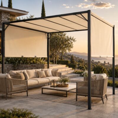 PergoLux NobleShade Pergola with Sliding Roof Curtain